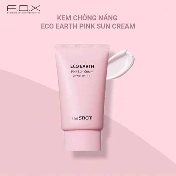 Kem chống nắng tốt cho da nhạy cảm The Saem Eco Earth Power Pink Sun Cream SPF 50+